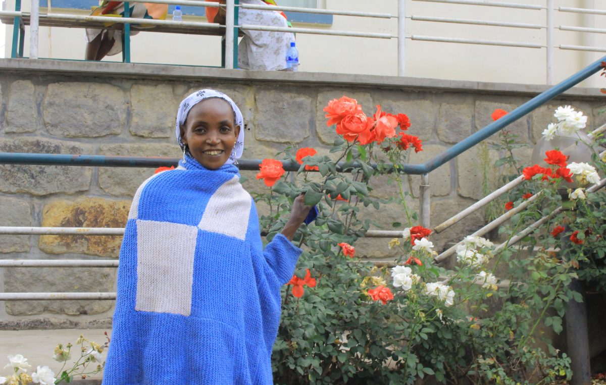Tarekech in the gardens of Hamlin's Addis Ababa Fistula Hospital